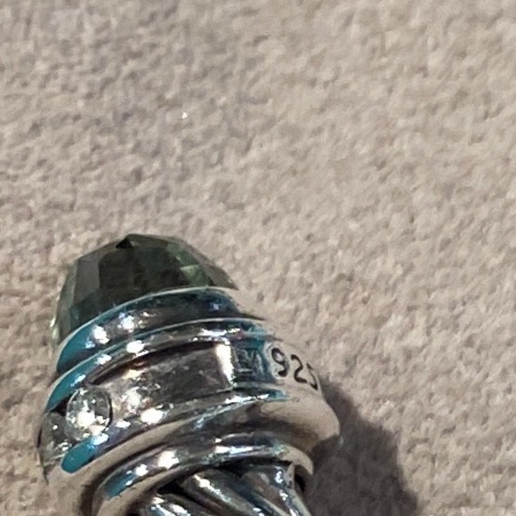 David Yurman Silver Cable Bracelet with Green Accents medium size - Picture 4 of 4